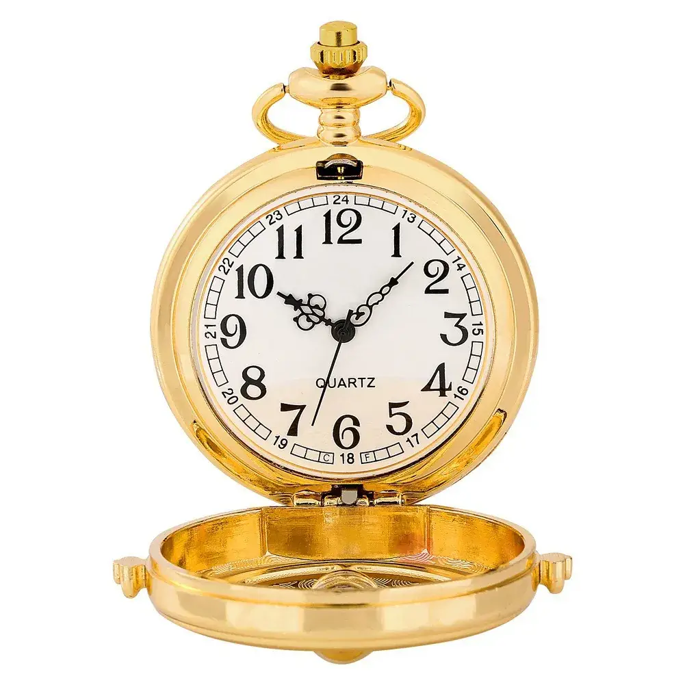 Gold Hollow Funnel Pocket Watch with Star Design - Image 6