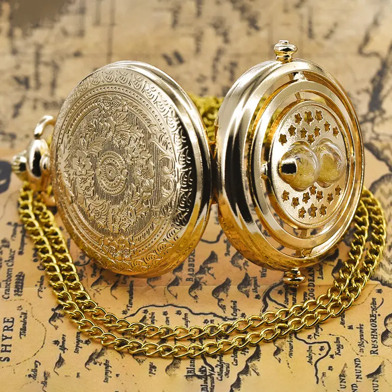 Gold Hollow Funnel Pocket Watch with Star Design — feature 6