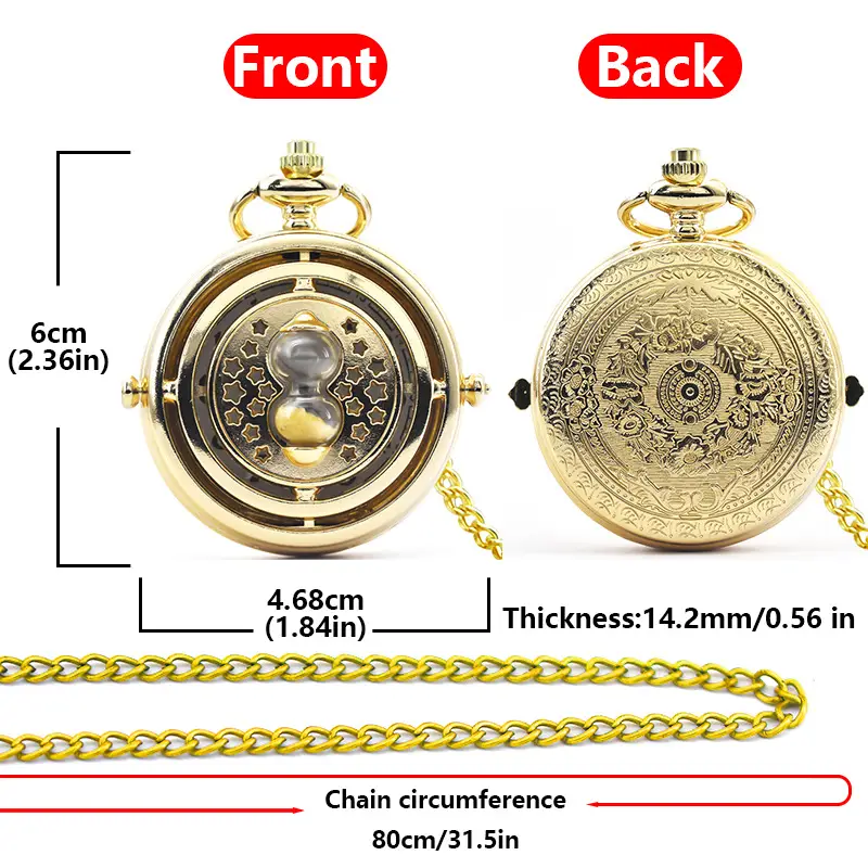 Gold Hollow Funnel Pocket Watch with Star Design — feature 7