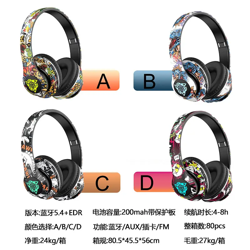 Cross-Border Graffiti Bluetooth Headset with Light-Up - Image 6