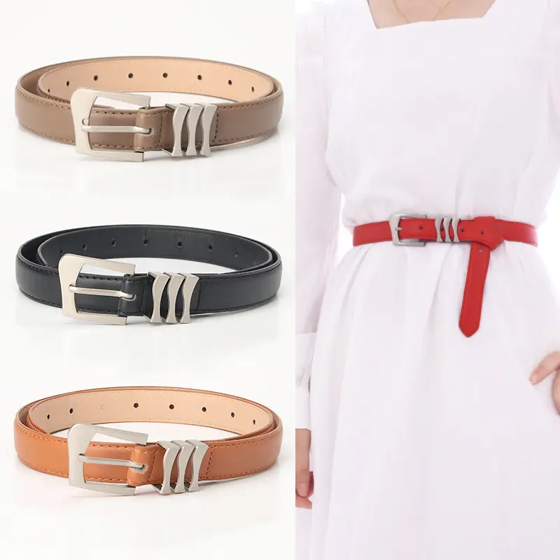 Women's Multi-color Belt with Silver & Brown Buckles - Image 7