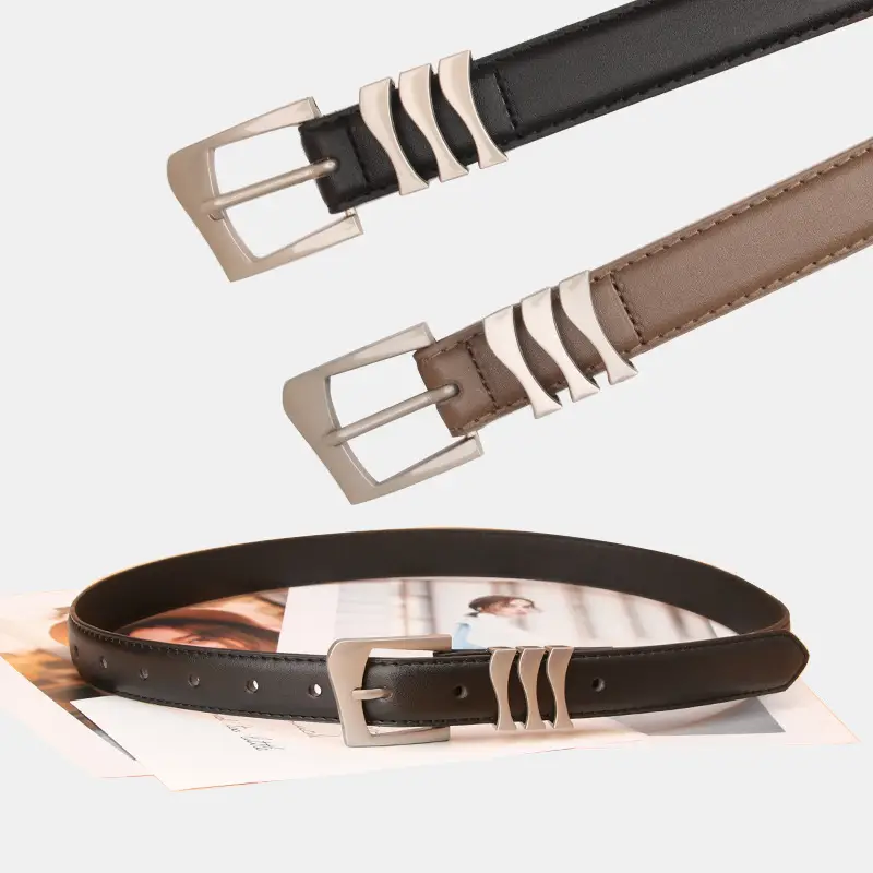 Women's Multi-color Belt with Silver & Brown Buckles - Image 9