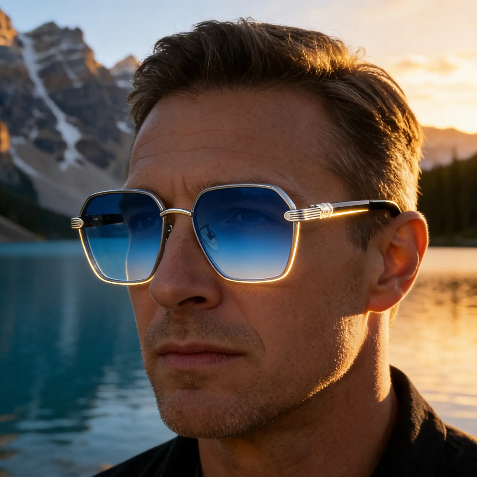 Vintage Men's Blue Sunglasses with Black Frames - Image 8