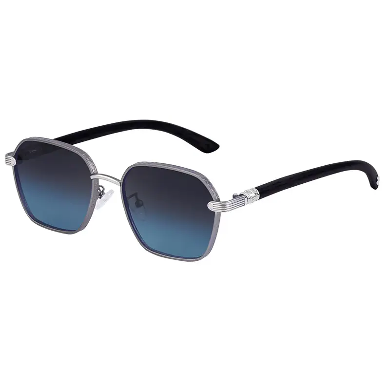 Vintage Men's Blue Sunglasses with Black Frames - Image 4