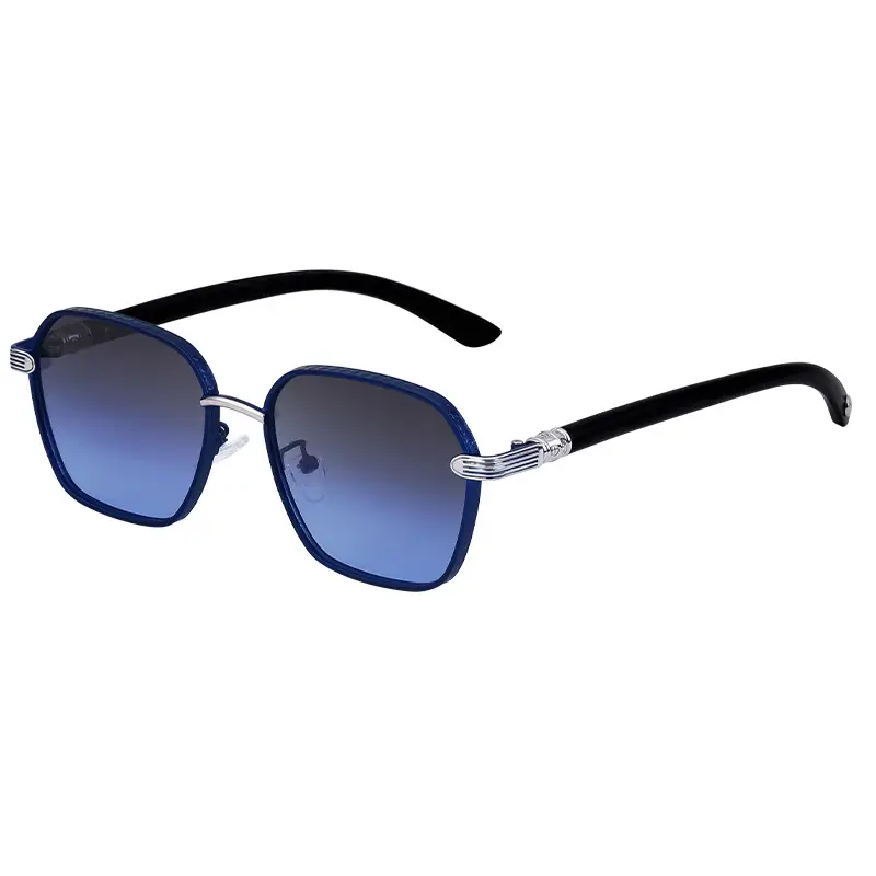 Vintage Men's Blue Sunglasses with Black Frames - Image 5