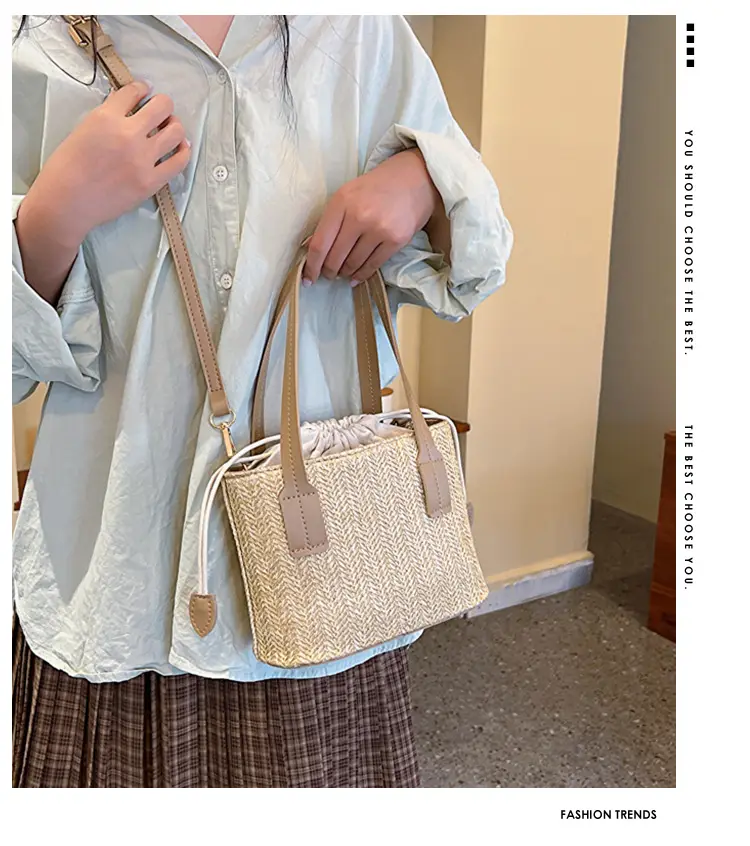 Women's Woven Shoulder Bag Large Capacity Korean Style — feature 2