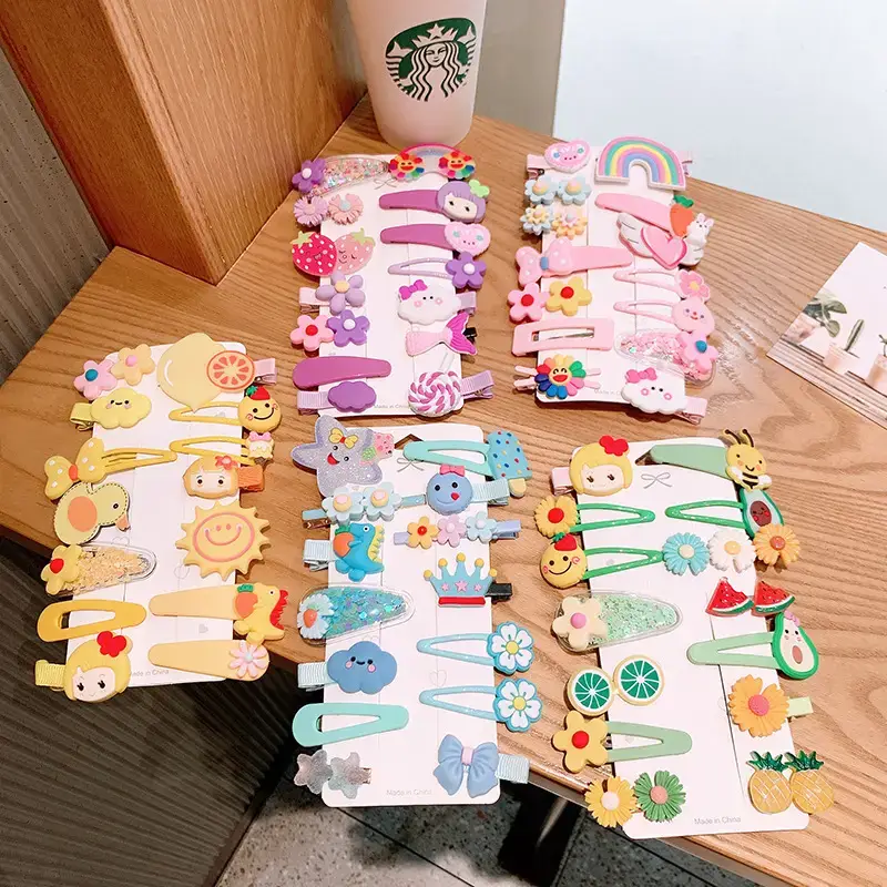Cute Rainbow Hair Clips for Girls 14 Pcs