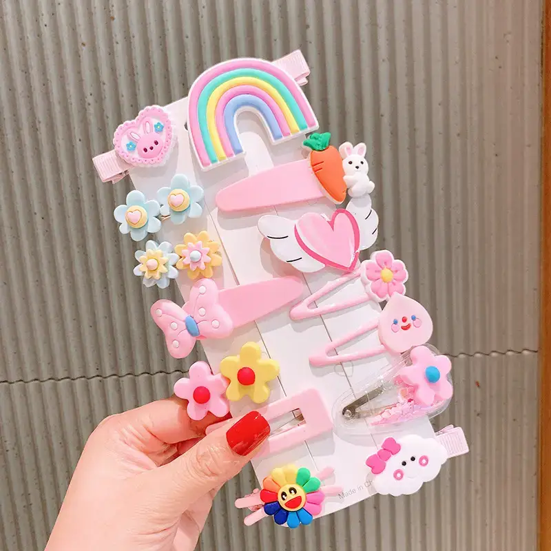 Cute Rainbow Hair Clips for Girls 14 Pcs