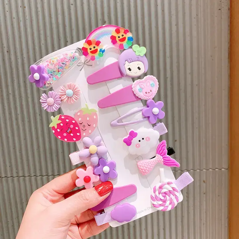 Cute Rainbow Hair Clips for Girls 14 Pcs