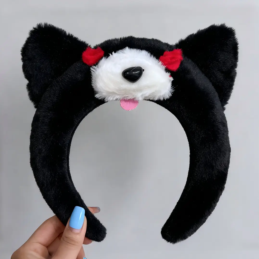 Cute Cartoon Headband with Pink Bow and Cat Ears