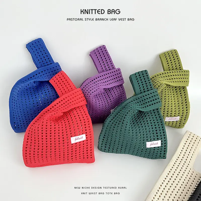 Green Knitted Women's Shoulder Bag Casual Tote