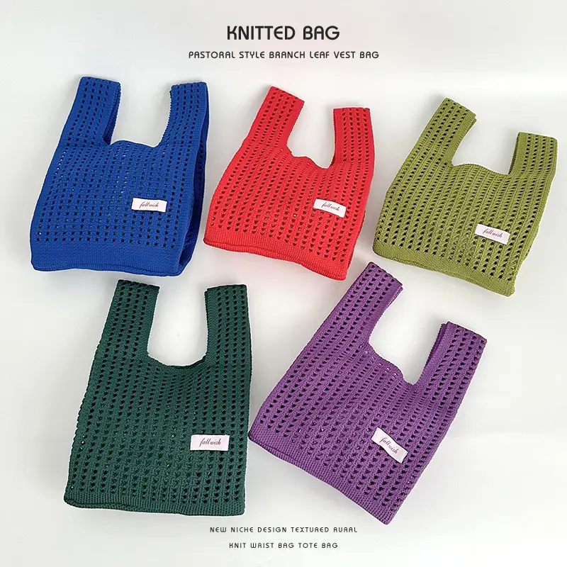 Green Knitted Women's Shoulder Bag Casual Tote
