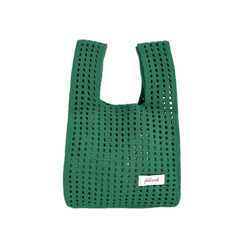 Green Knitted Women's Shoulder Bag Casual Tote