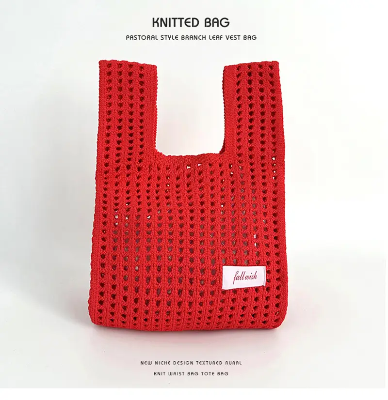 Green Knitted Women's Shoulder Bag Casual Tote — feature 11