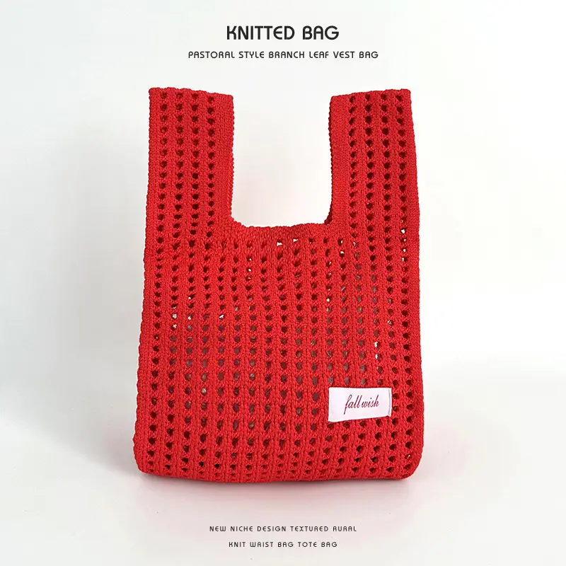 Green Knitted Women's Shoulder Bag Casual Tote
