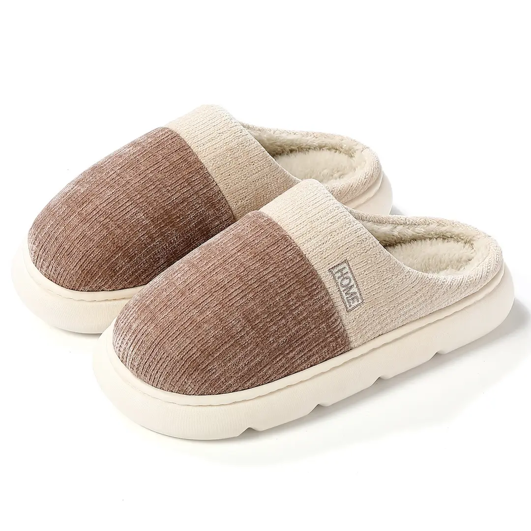 Cotton slippers women's home autumn and winter home indoor couples home thick bottom non-slip warm plush slippers men's wholesale - Image 8