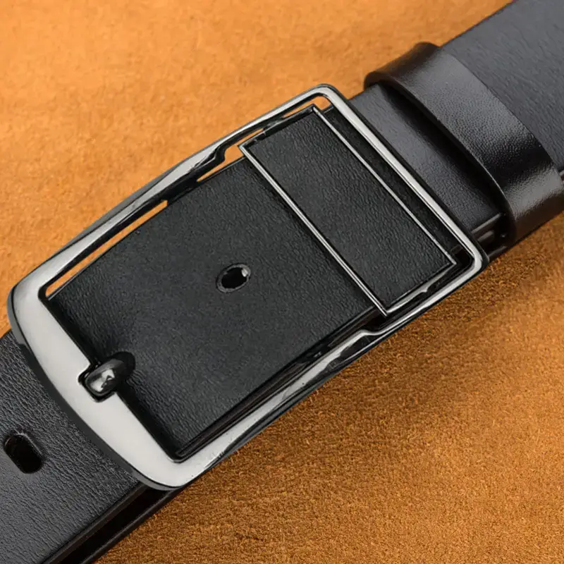 2023 New Men's Gold Pin Buckle Cowhide Belt