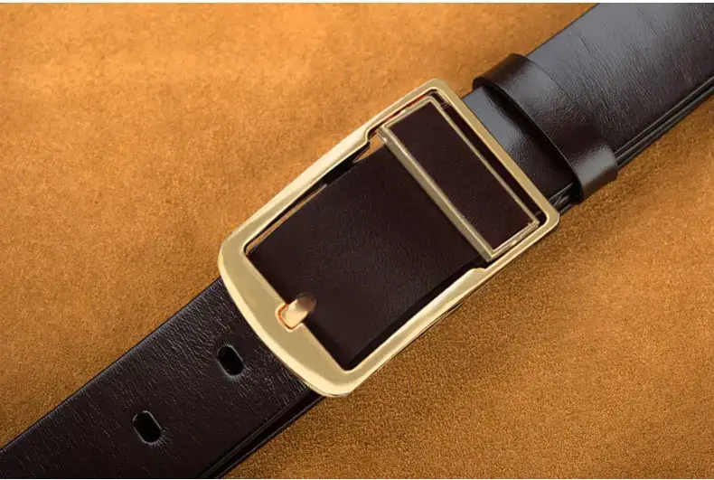 2023 New Men's Gold Pin Buckle Cowhide Belt — feature 16