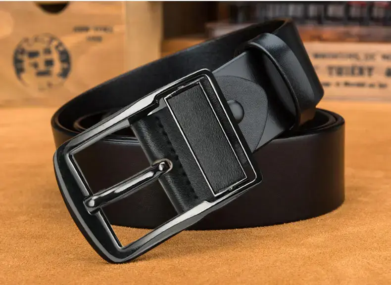 2023 New Men's Gold Pin Buckle Cowhide Belt — feature 19