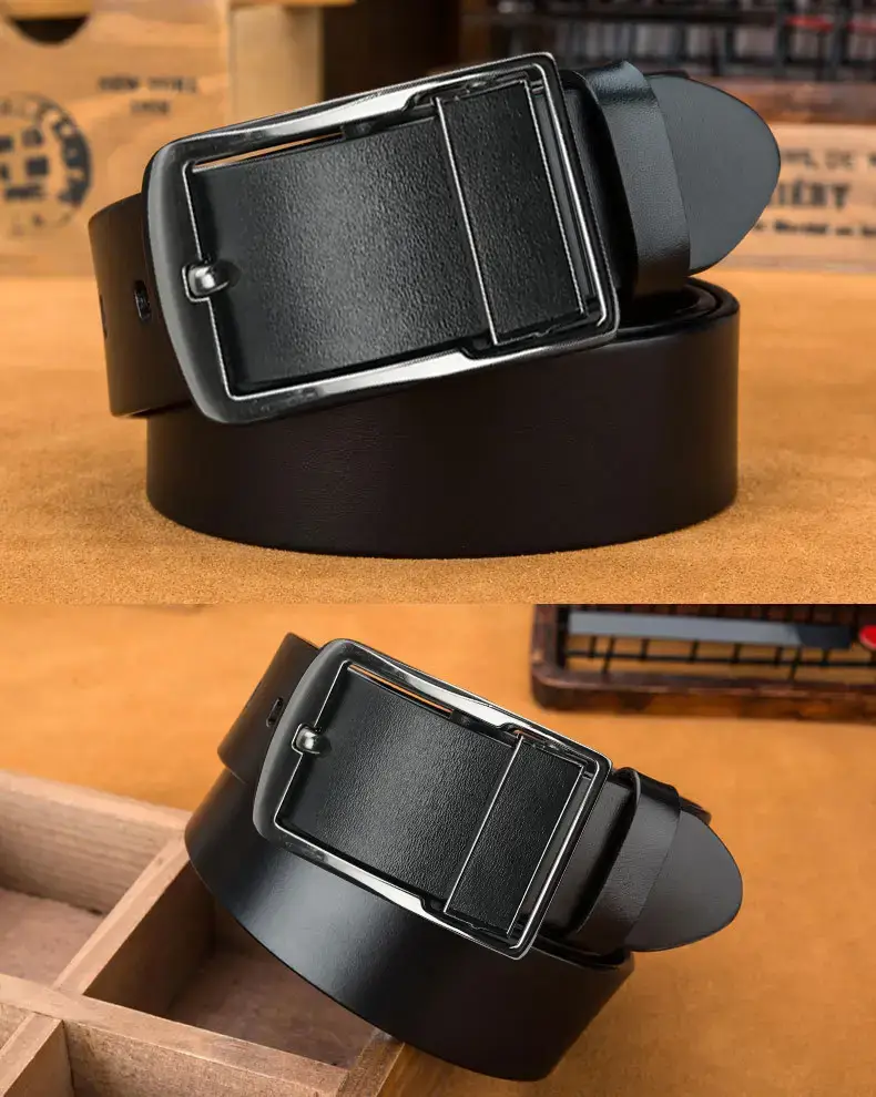 2023 New Men's Gold Pin Buckle Cowhide Belt — feature 20