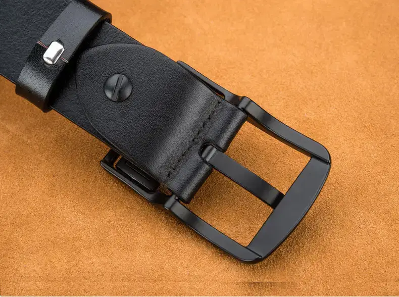 2023 New Men's Gold Pin Buckle Cowhide Belt — feature 22