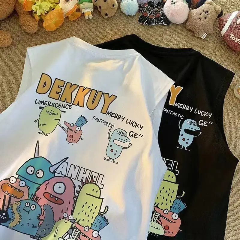 100% Cotton Cartoon Vest Boys Sleeveless Summer 2023