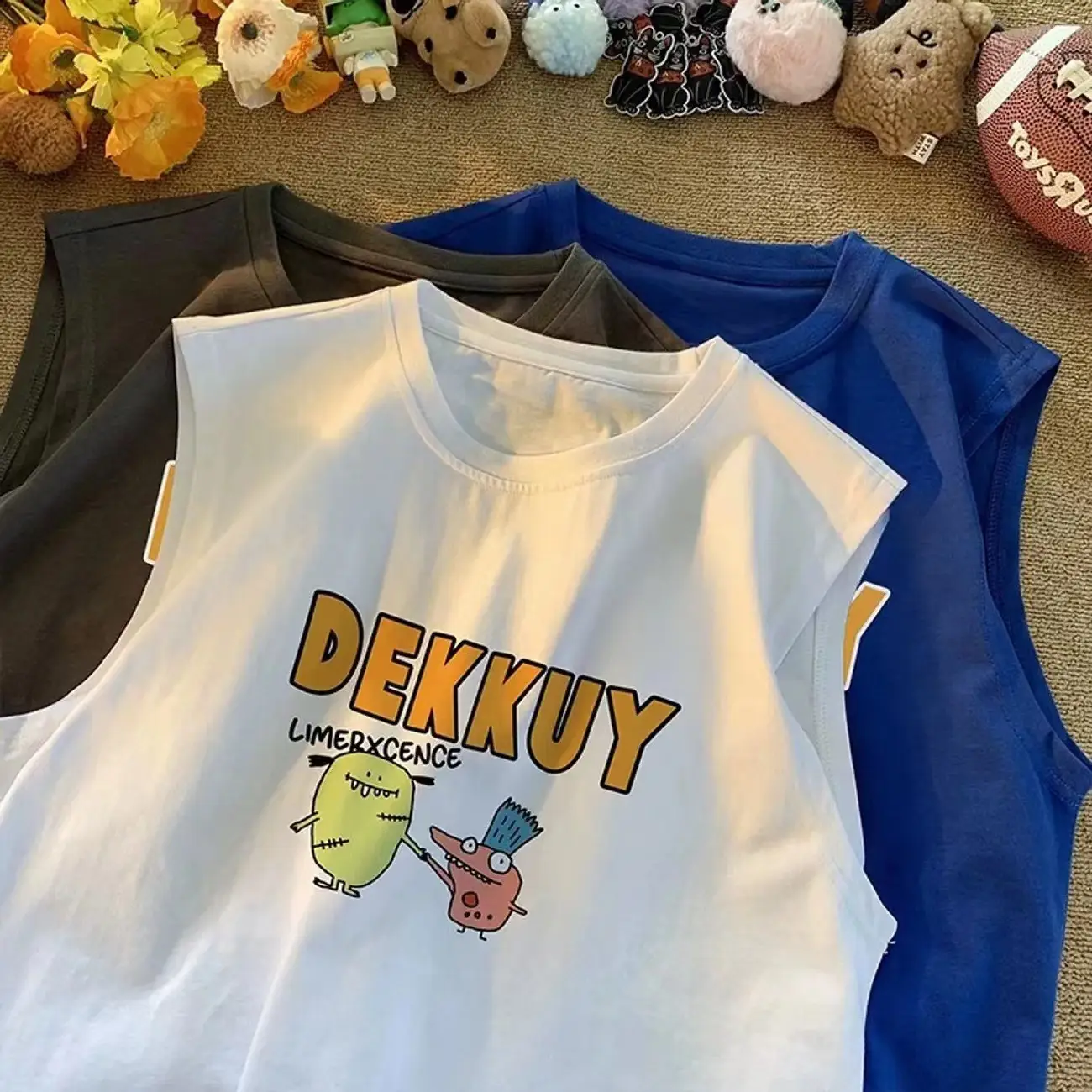 100% Cotton Cartoon Vest Boys Sleeveless Summer 2023