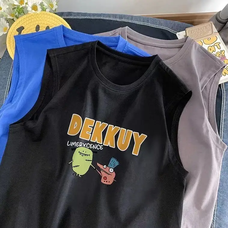 100% Cotton Cartoon Vest Boys Sleeveless Summer 2023