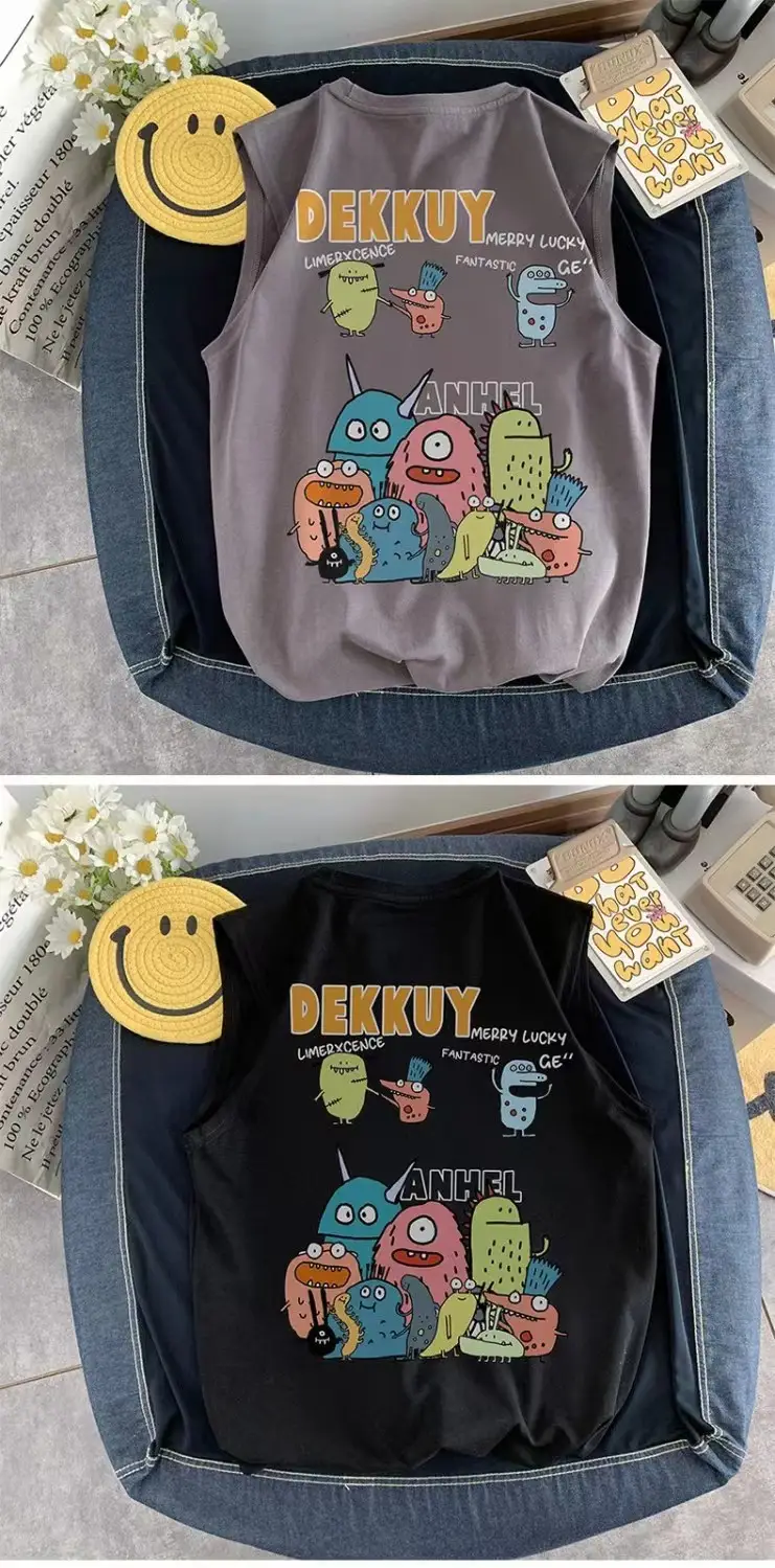 100% Cotton Cartoon Vest Boys Sleeveless Summer 2023 — feature 14
