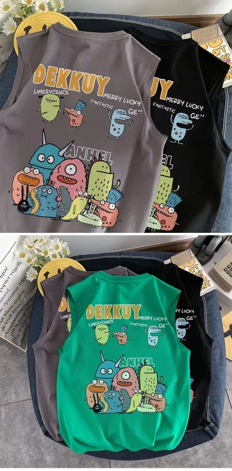 100% Cotton Cartoon Vest Boys Sleeveless Summer 2023 — feature 15
