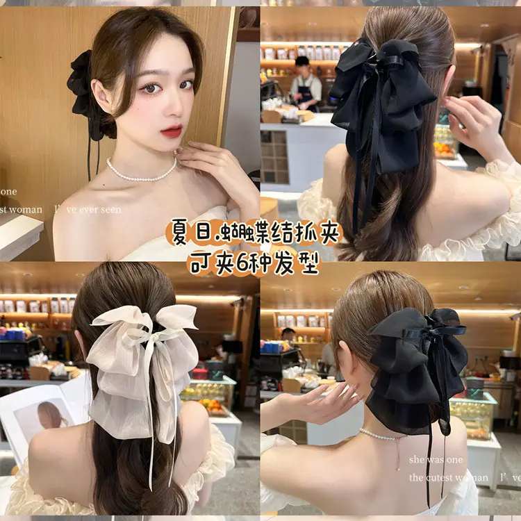 White Bow Hairpin for Women's Back of Head 2025 - Image 4