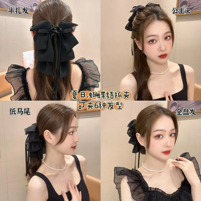 White Bow Hairpin for Women's Back of Head 2025 - Image 5