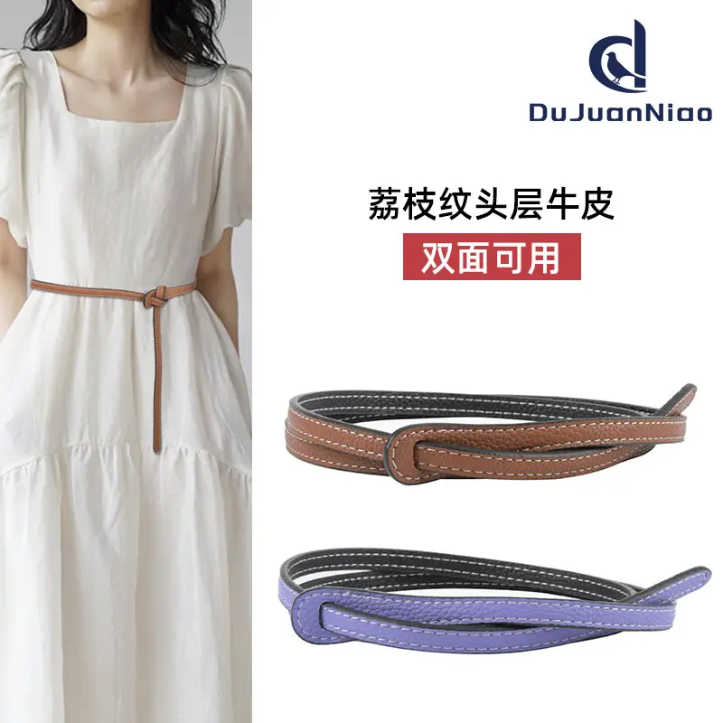 Women's Cowhide Belt Black Dual Use Summer Dress Belt - Image 12