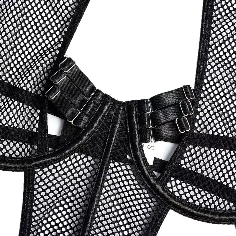 European and American Style New Lace Mesh Patchwork See-Through Camisole Sexy Lingerie Bodysuit for Teasing - Image 6