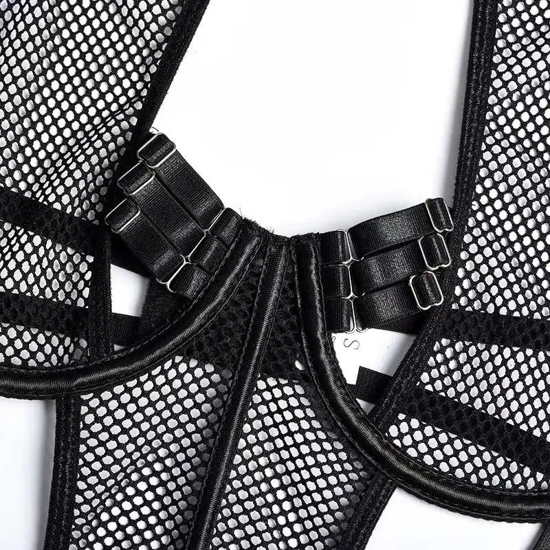 European and American Style New Lace Mesh Patchwork See-Through Camisole Sexy Lingerie Bodysuit for Teasing — feature 6