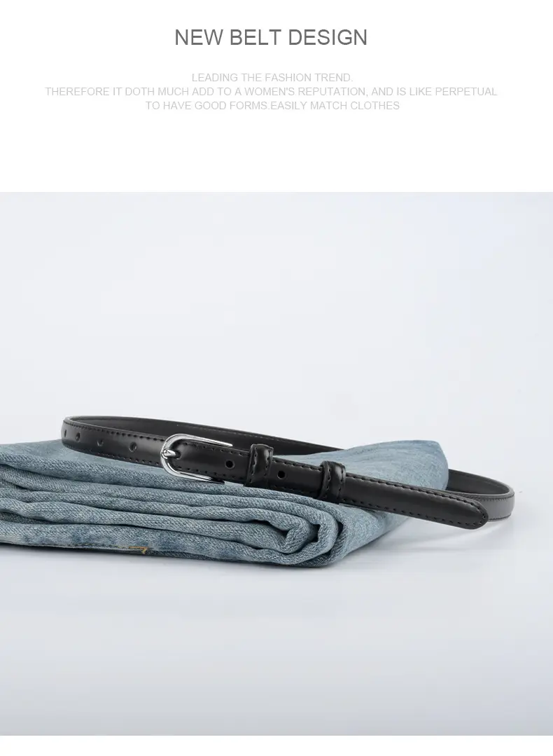 Black Genuine Leather Women's Belt for Jeans & Dress — feature 11