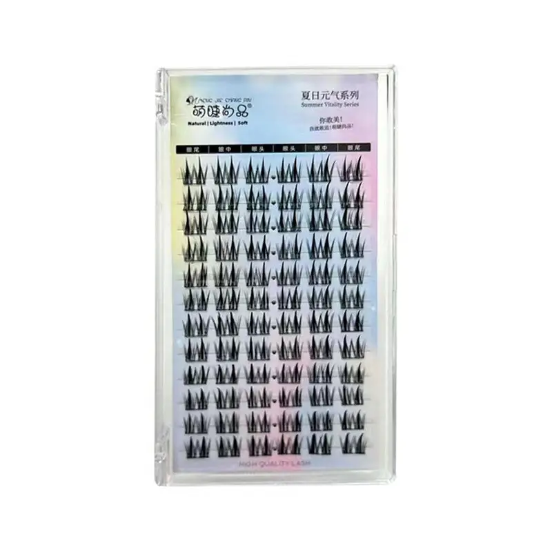 Cute Ciliary Shangpin Double Pointed Wheat Ears False Eyelashes Lazy Man Trilogy Single Cluster Cartoon Segmented Natural Fine Stem Eyelashes - Image 8