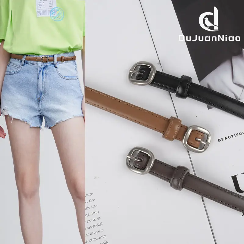 Thin Genuine Leather Women's Belt with Jeans - Image 12