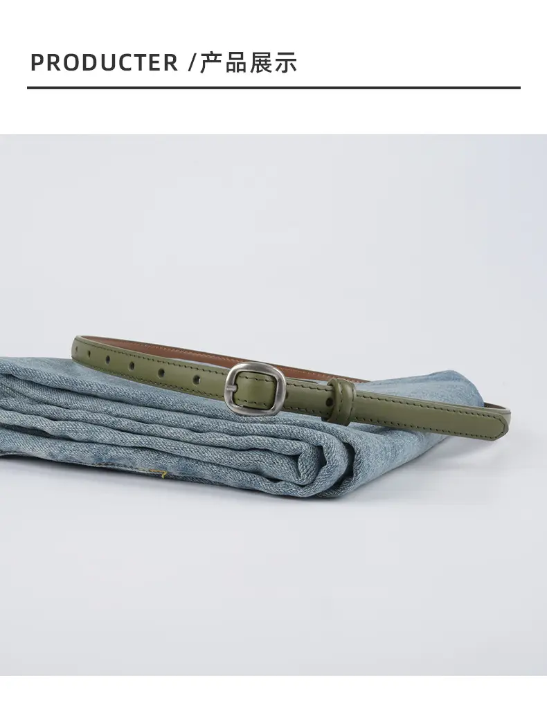 Thin Genuine Leather Women's Belt with Jeans β feature 10