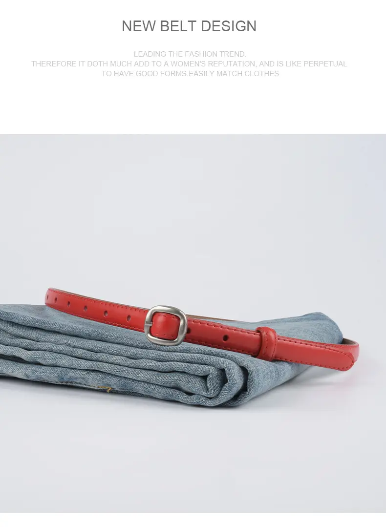 Thin Genuine Leather Women's Belt with Jeans β feature 11