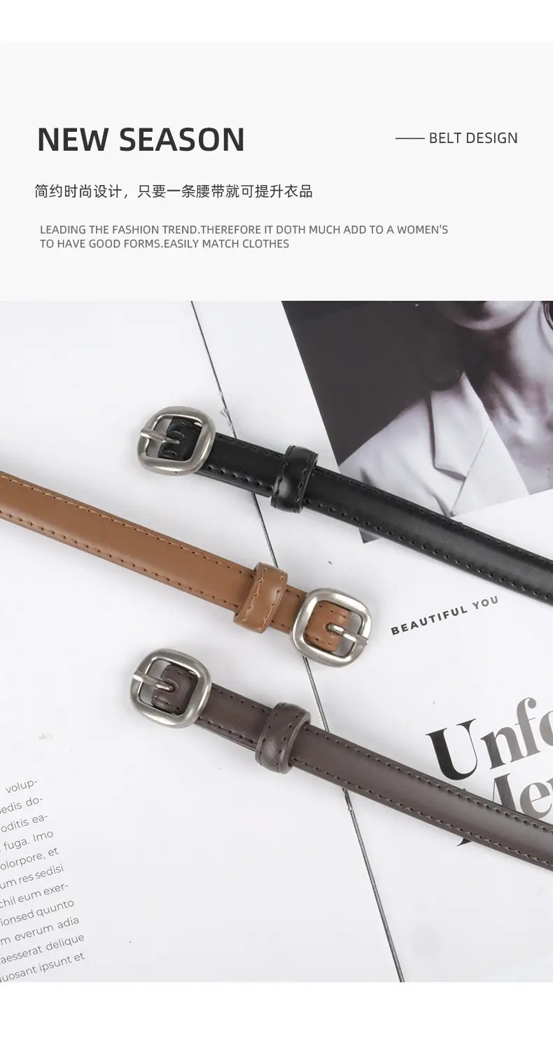 Thin Genuine Leather Women's Belt with Jeans β feature 5