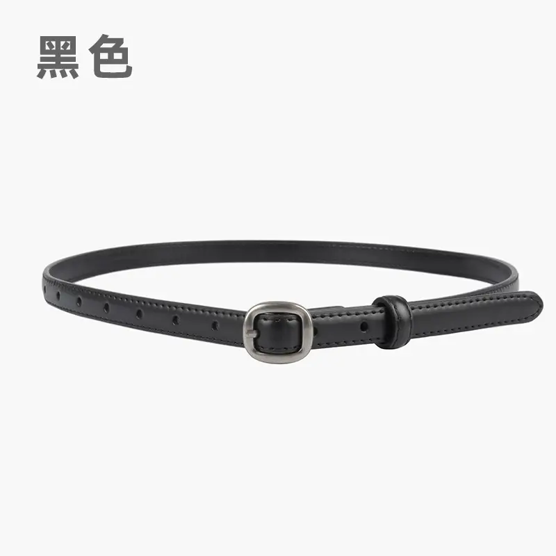Thin Genuine Leather Women's Belt with Jeans