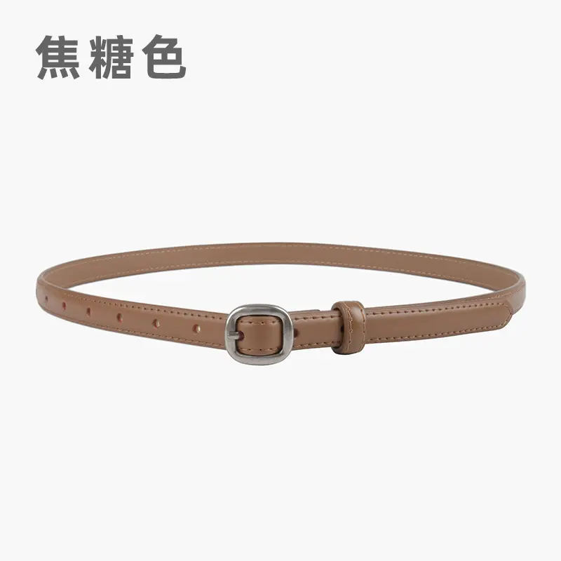 Thin Genuine Leather Women's Belt with Jeans - Image 2