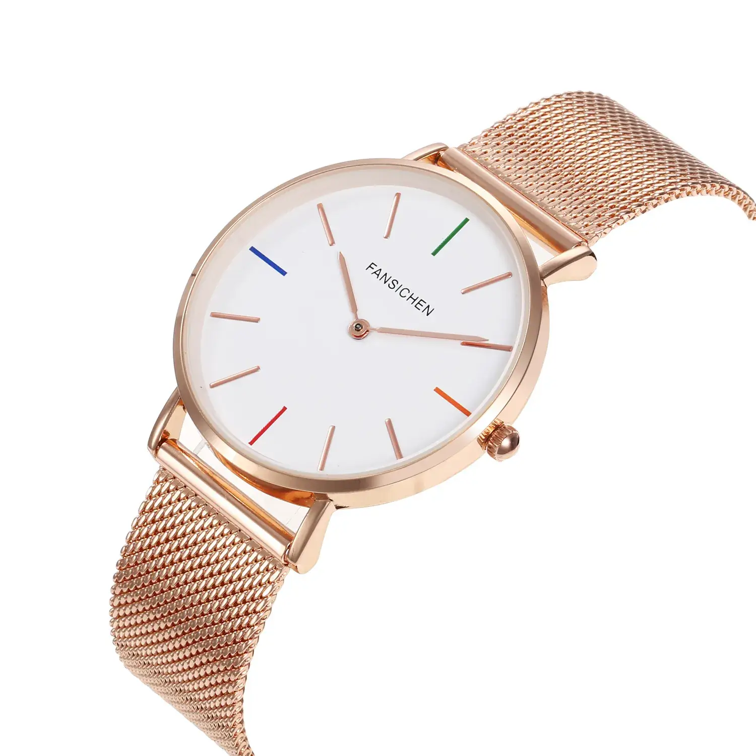 Women's Rose Gold Quartz Watch with Mesh Band