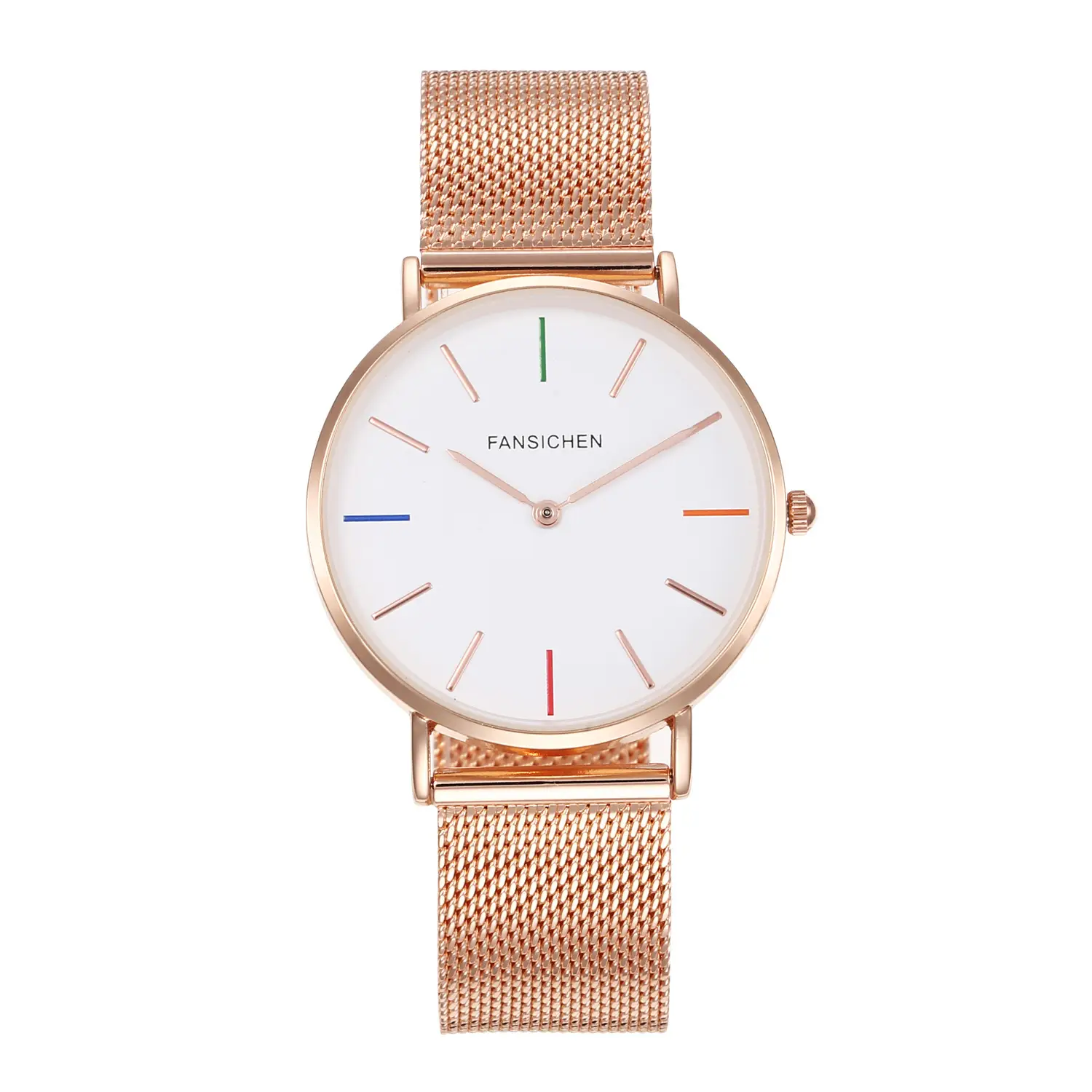 Women's Rose Gold Quartz Watch with Mesh Band — feature 5