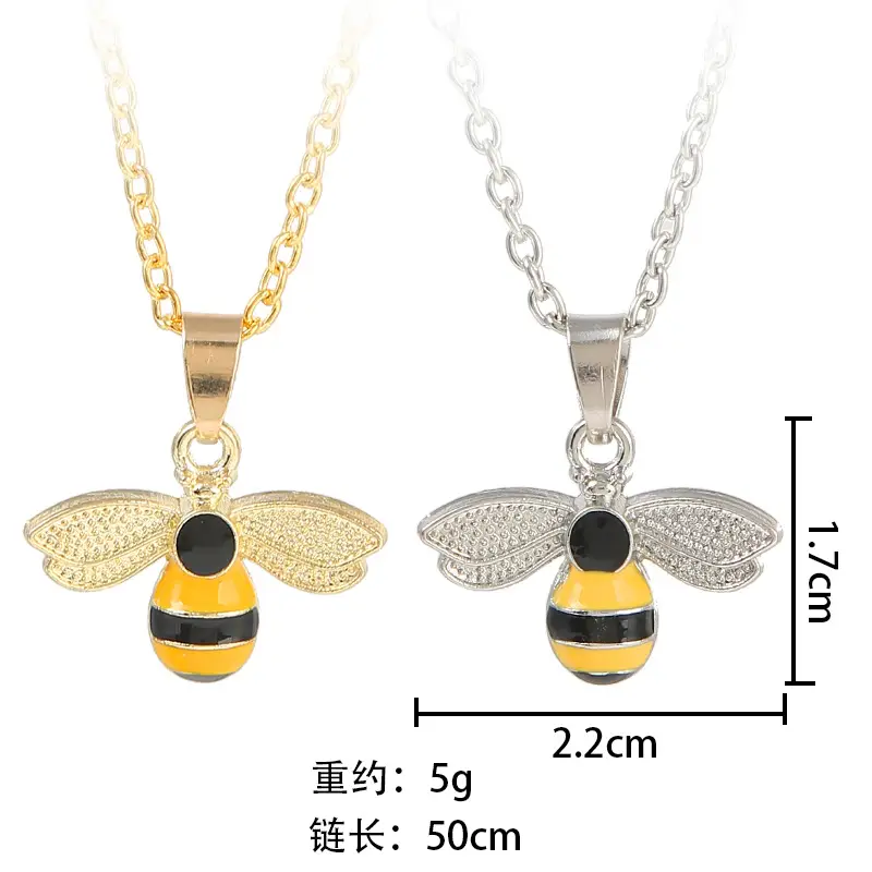 Women's Oil Dropping Bee Necklace Gold Silver Dual Style — feature 1