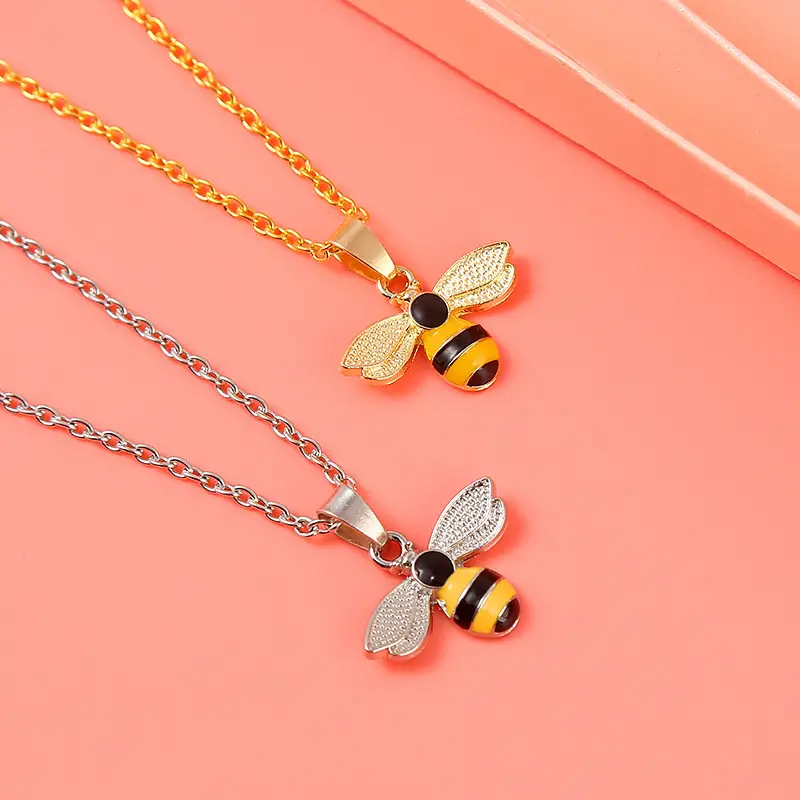 Women's Oil Dropping Bee Necklace Gold Silver Dual Style — feature 6