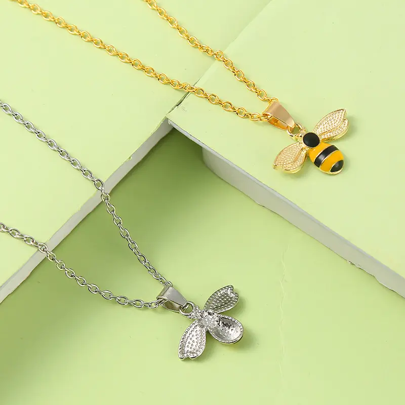 Women's Oil Dropping Bee Necklace Gold Silver Dual Style — feature 7
