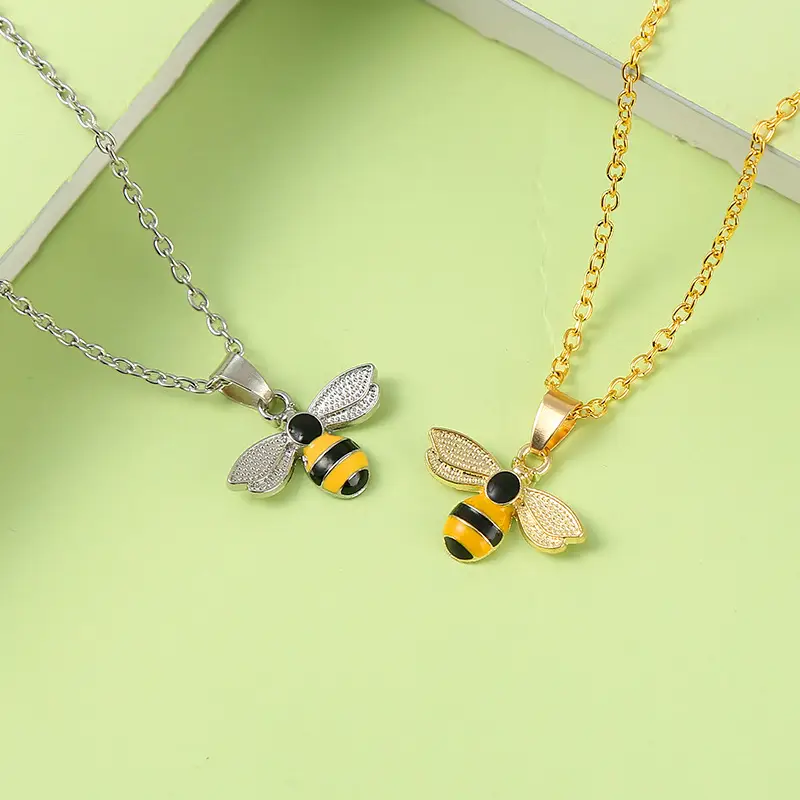 Women's Oil Dropping Bee Necklace Gold Silver Dual Style — feature 8
