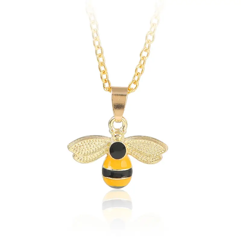 Women's Oil Dropping Bee Necklace Gold Silver Dual Style